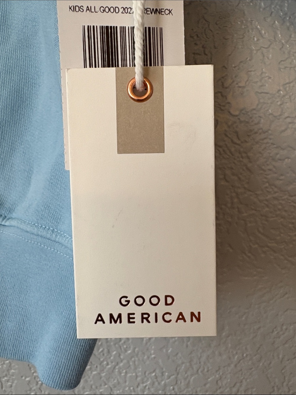 Good American Kids Light Blue "ALL GOOD" Pullover Sweatshirt - Picture 3 of 9